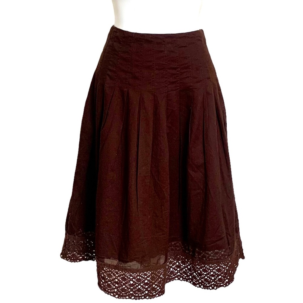JONES NY Signature Crochet Trim Midi Length Skirt Brown Size 2P
